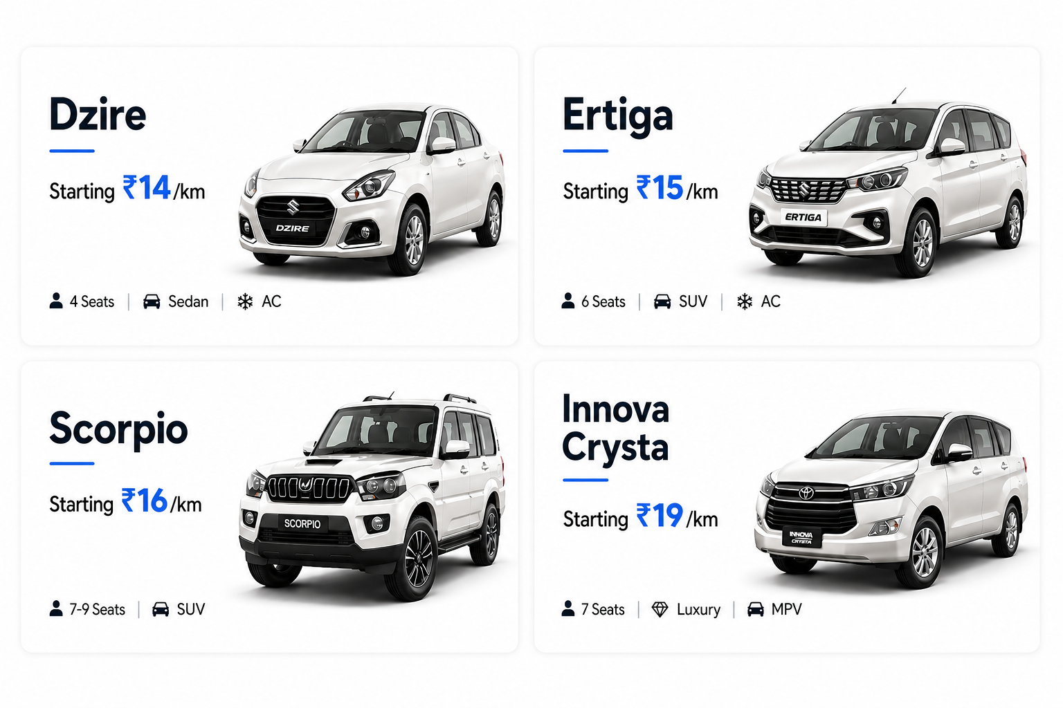 Uma Taxi Premium Fleet Options